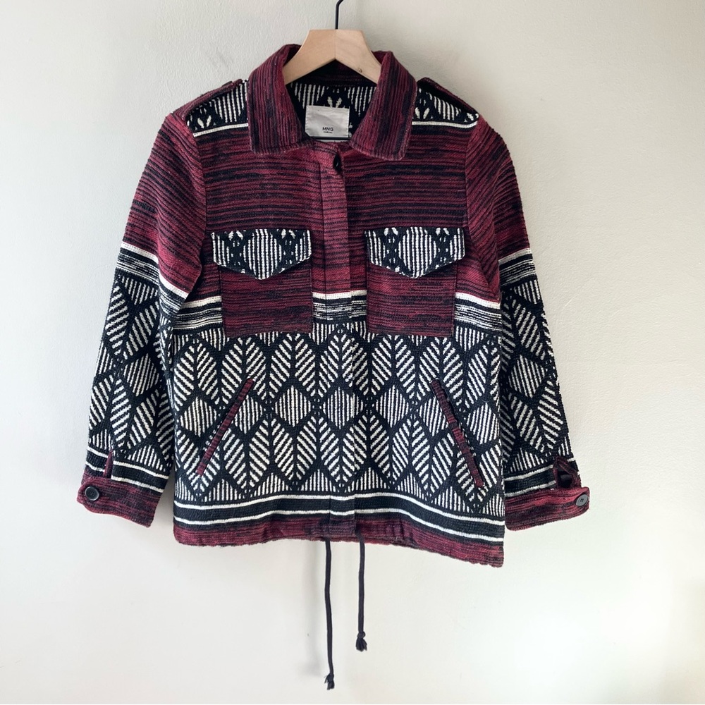 MANGO Tribal Diamond Fringe Jacket